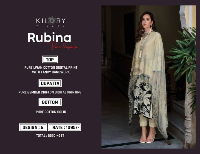 Rubina By Kilory Lawn Cotton Printed Designer Salwar Suits Wholesale Price In Surat